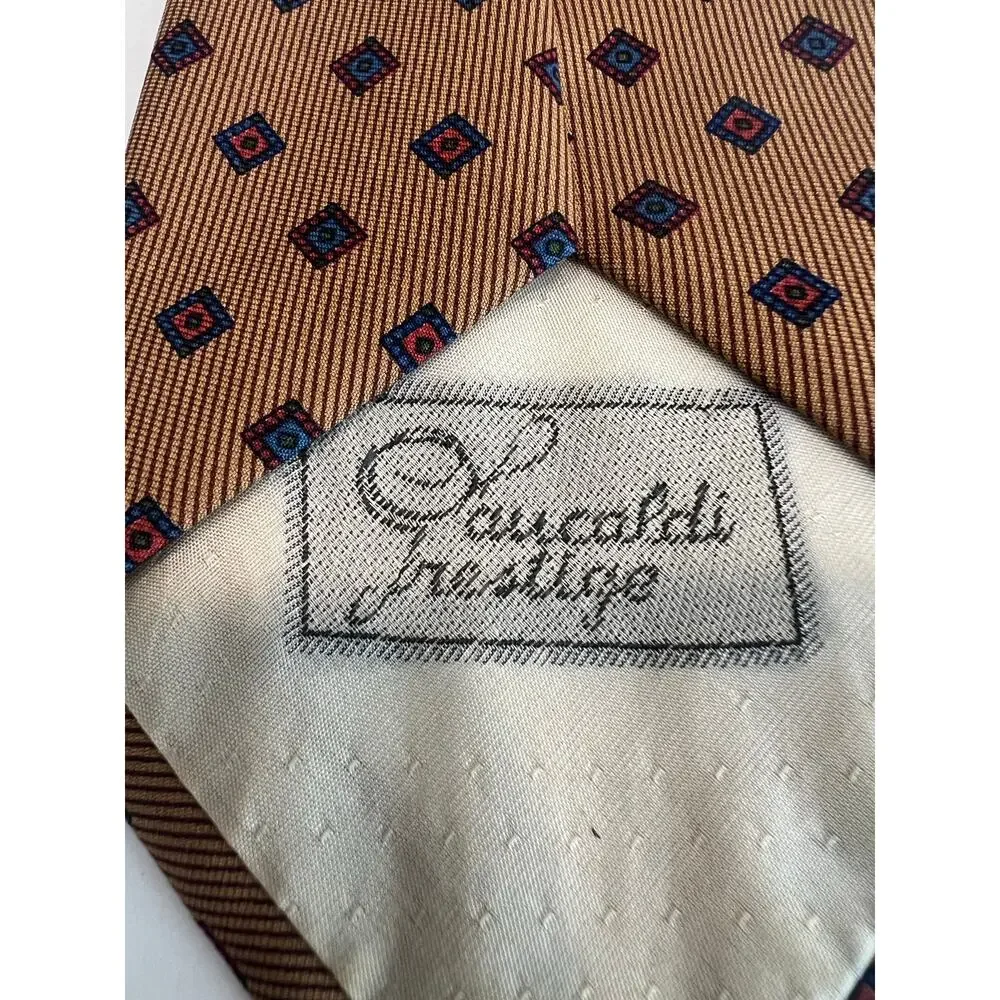Pancaldi Prestige Made in Italy Men’s Silk Neck Tie Gold Blue SG
